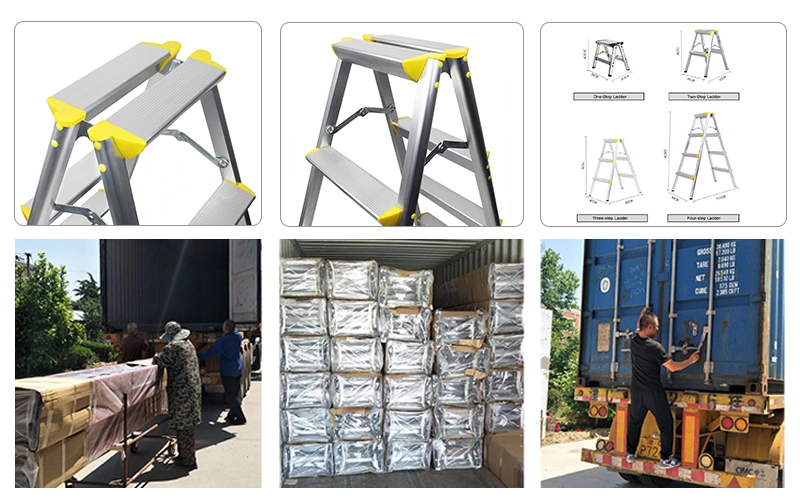 3 Steps Aluminum Double Side Step Ladder Three-Step Folding Portable Aluminum Ladder