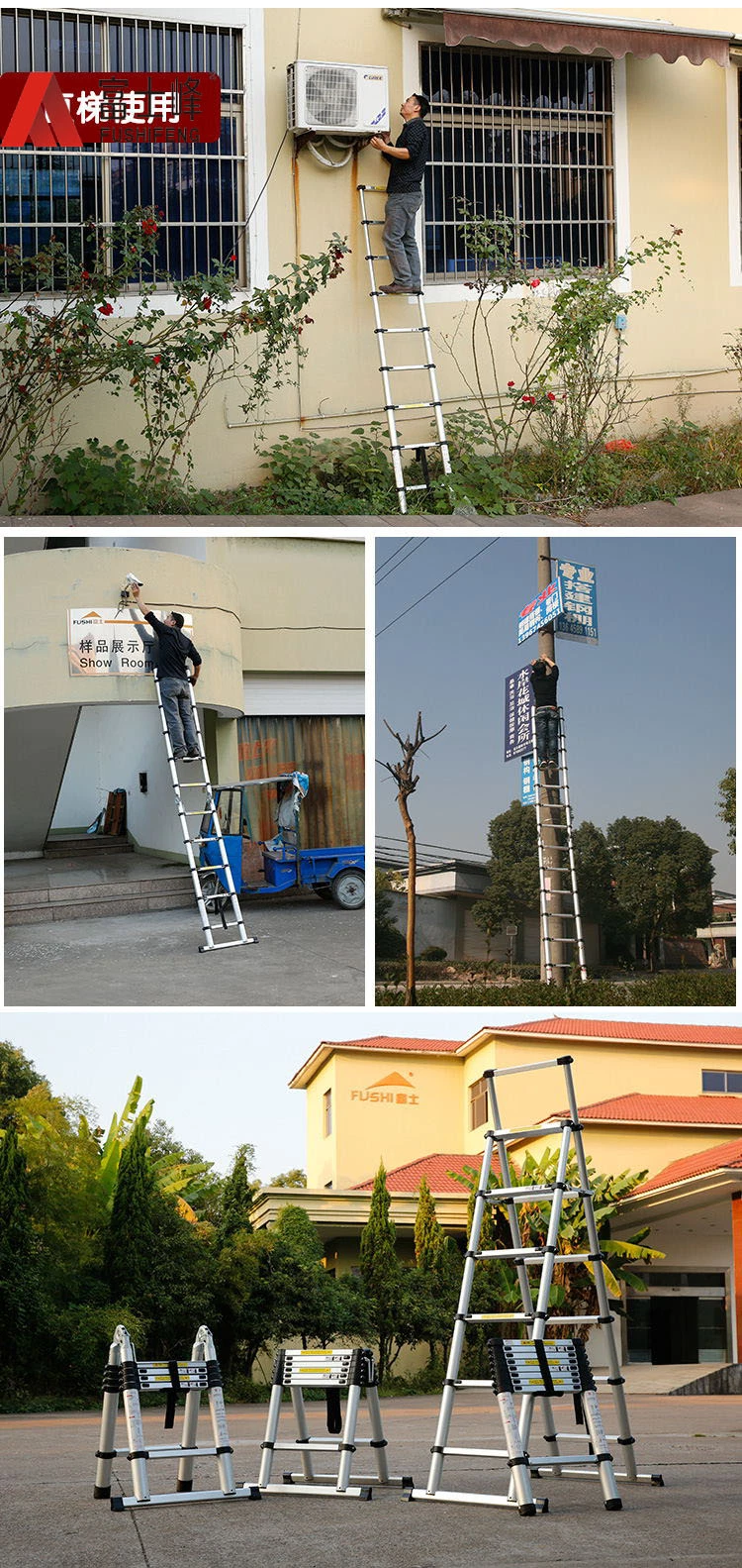 Single Stright Step Ladder with 3.2m