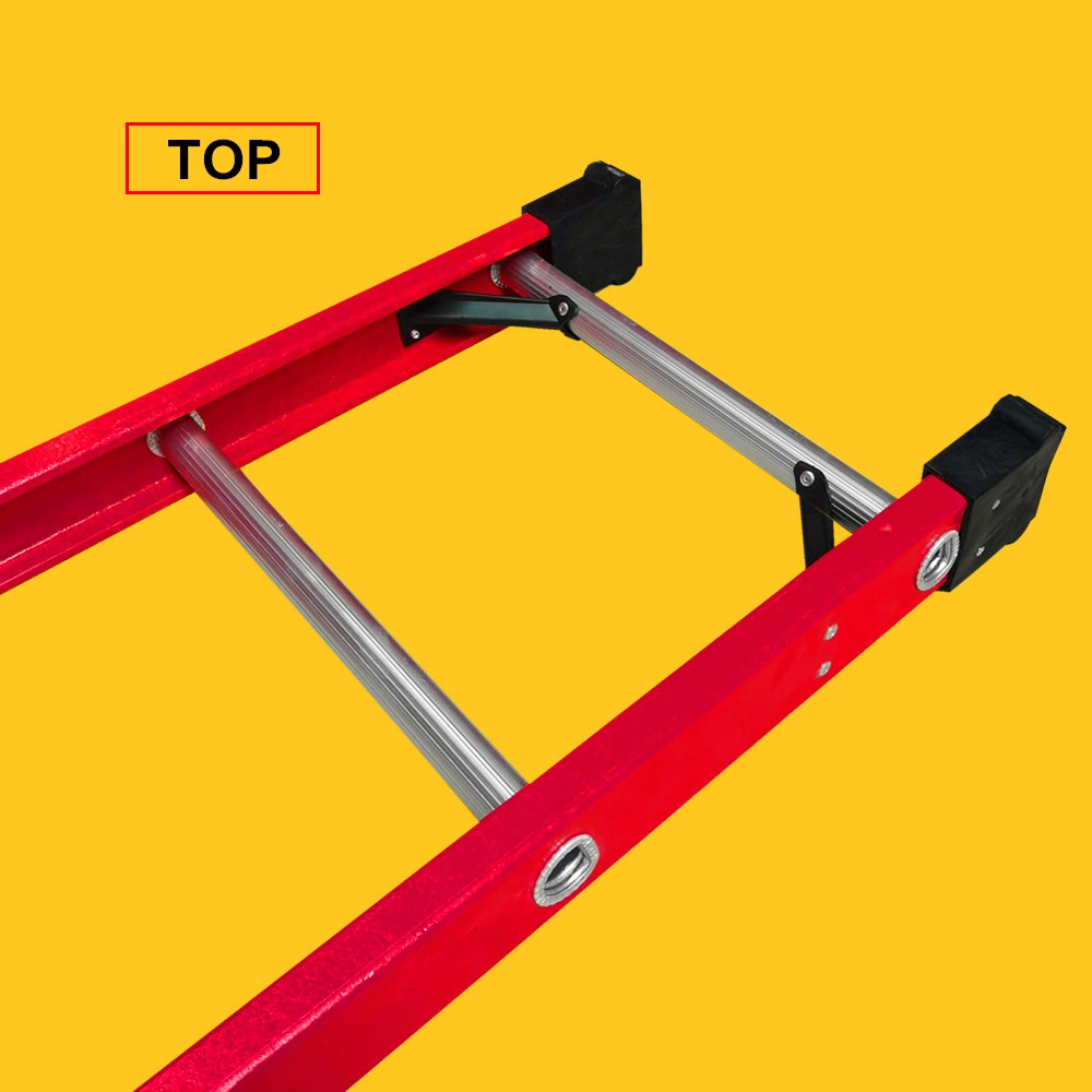 10 Step ANSI A14.5 Compliant Red Fiberglass Single Sided Straight Ladder